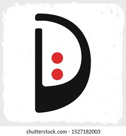 stock vector D geometric ethnic style with red points letter, abstract logo icon design template for business corporate, hipster theme, trendy posters . minimalistic concept logo design.