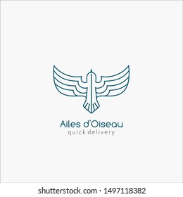 Stock Vector Delivery Bird Wings Shipment Business Company And for Badge Emblem Organization Community Logo Design