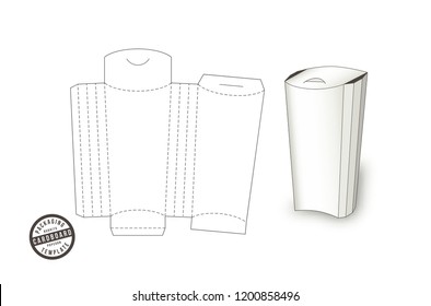 Stock Vector Design Of White Tall Cardboard Packaging For Fast Food, Burrito, Popcorn And French Fries. Unwrapped Box And 3d Presentation 