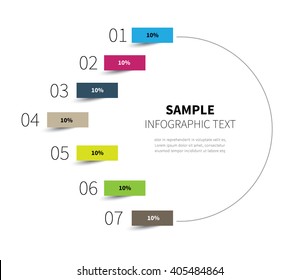 Stock Vector Diagram Circle For Statistics Steps / Infographic Half Circle 7 Options