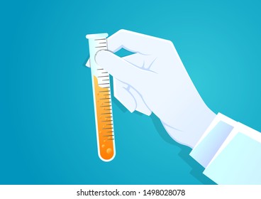 stock vector doctor hand holding glass test tube. medical and health care concept. vector illustration background.