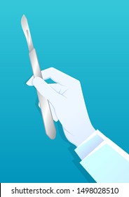 stock vector doctor hand holding surgery knife. medical and health care concept. vector illustration background.