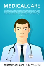 stock vector doctor in lab coat with stethoscope. medical and health care concept. vector illustration background.