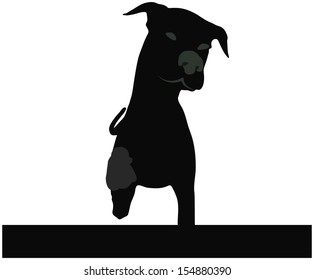 stock vector of dog silhouette standing in front of white background