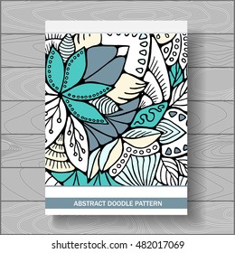 stock vector doodle floral poster. hand draw pattern. 
