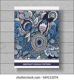stock vector doodle floral poster. hand draw pattern. 