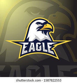 stock vector eagle mascot logo illustration. logo, badge, esport logo, and emblem with modern illustration concept style.