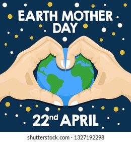 stock vector earth mother day, save the planet, save energy, with love hands graphic illustration