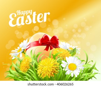 Stock Vector Easter background with spring flowers