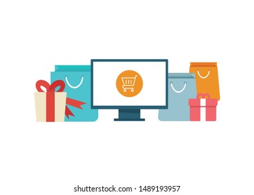 Stock vector eCommerce online shopping illustration