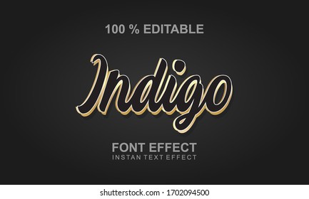 stock vector editable text effect indigo color style