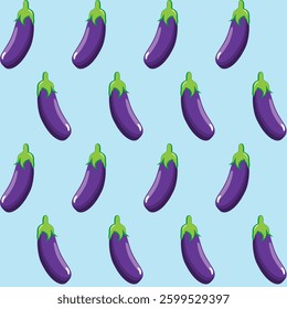 Stock vector eggplant pattern on light blue background