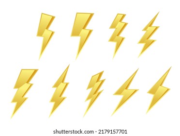 stock vector electric thunderbolt lighting flash 

icon set. golden lightning dangerous symbol.
thunderbolt lightning flash icon.

