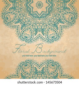 Stock vector elegant card with a circular ethnic ornament in vintage style. Beautiful invitation, background, postcard for your design.