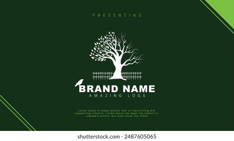 stock vector Elegant modern dead tree to healthy tree logo design minimal farming green house designs icon for business and company