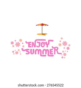 Stock vector enjoy summer with beach umbrella background 