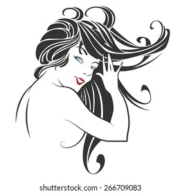 Stock vector. Face of a beautiful smiling girl