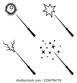 Stock vector fantasy set of simple magic wands and spells on white background