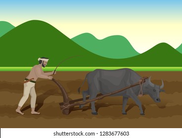 stock vector farmers plowing field carabao stock vector royalty free 1283677603 stock vector farmers plowing field
