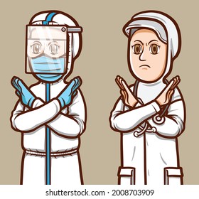 el vector de existencias de las mujeres doctoras en los brazos cruzados es una ilustración aislada