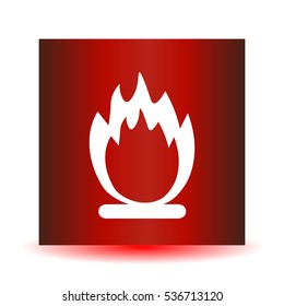 Stock Vector fire icon on a red background