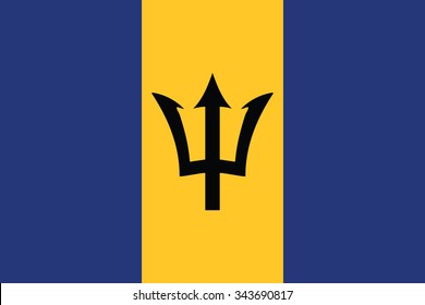 Stock Vector Flag of Barbados - Proper Dimensions