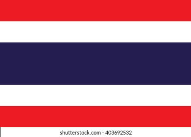 Stock Vector Flag of Thailand - Proper Dimensions