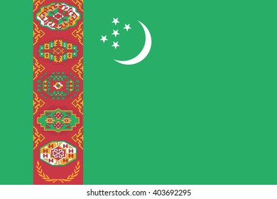 Bandera vectorial de Turkmenistán - Dimensiones adecuadas