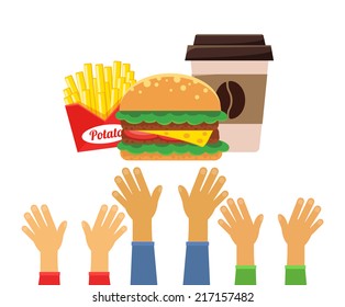 Stock vector flat fast food design icon set