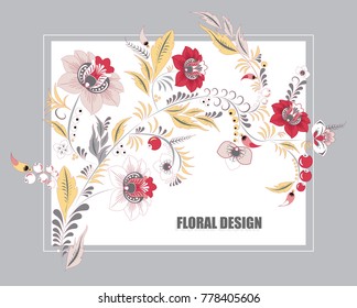 stock vector floral bouguet with frame. spring card, invitation.