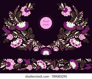 Stock vector floral decorative doodle necklace ornament