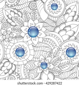 stock vector floral seamless doodle pattern. decorative element