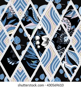 stock vector floral seamless doodle pattern. decorative element