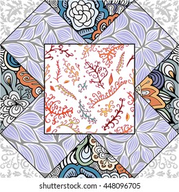 stock vector floral seamless doodle pattern. decorative element.patchwork design
