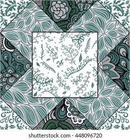 stock vector floral seamless doodle pattern. decorative element.patchwork design