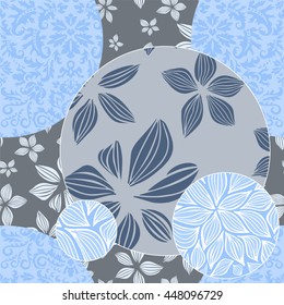 stock vector floral seamless doodle pattern. decorative element.patchwork design