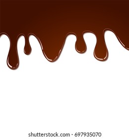 stock vector flowing melted chocolate isolated on white background