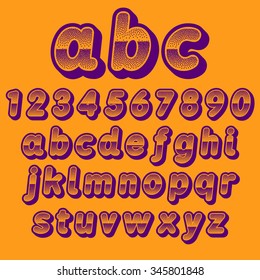 Stock Vector font pointillism. Letters and Numbers.
