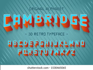 stock vector font set 3D alphabet. retro typeface letter, font template. alphabet modern typography for party poster, t shirt. minimalistic concept font design.