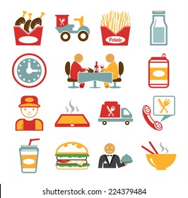 Stock vector food color pictogram icon set