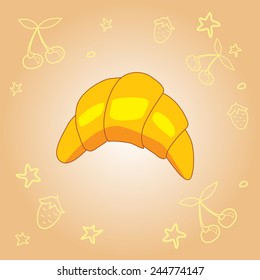 stock vector fresh pear doodle on soft beige spotted background