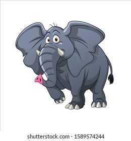 Stock Vector Funny Cartoon Fat Elephant