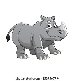 Stock Vector Funny Cartoon Rhinoceros