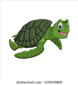 Stock Vector Funny Cartoon Sea Turtle