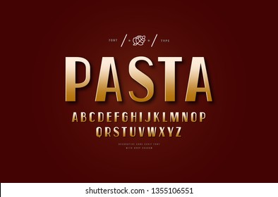 Stock vector golden colored narrow sans serif font. Letters for logo and title design