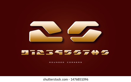 Stock vector golden colored numerals. For sci-fi, racing, space logo and emblem design