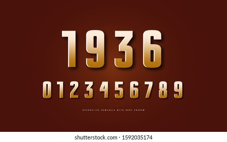 Stock vector golden colored sans serif numerals