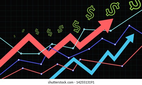 Stock vector graph arrows money represent profit of business