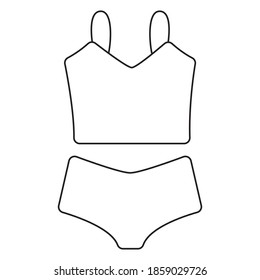 Gráficos vectoriales de material. Ilustración de contorno plano de cordón hembra y bragas de corte hembra aisladas en fondo blanco. Ilustración para uso en fondos, postales, sitios web, marcas.