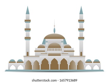 vector de existencias de gran construcción de mezquita. Casa de culto, concepto arquitectónico ilustración vectónica plana